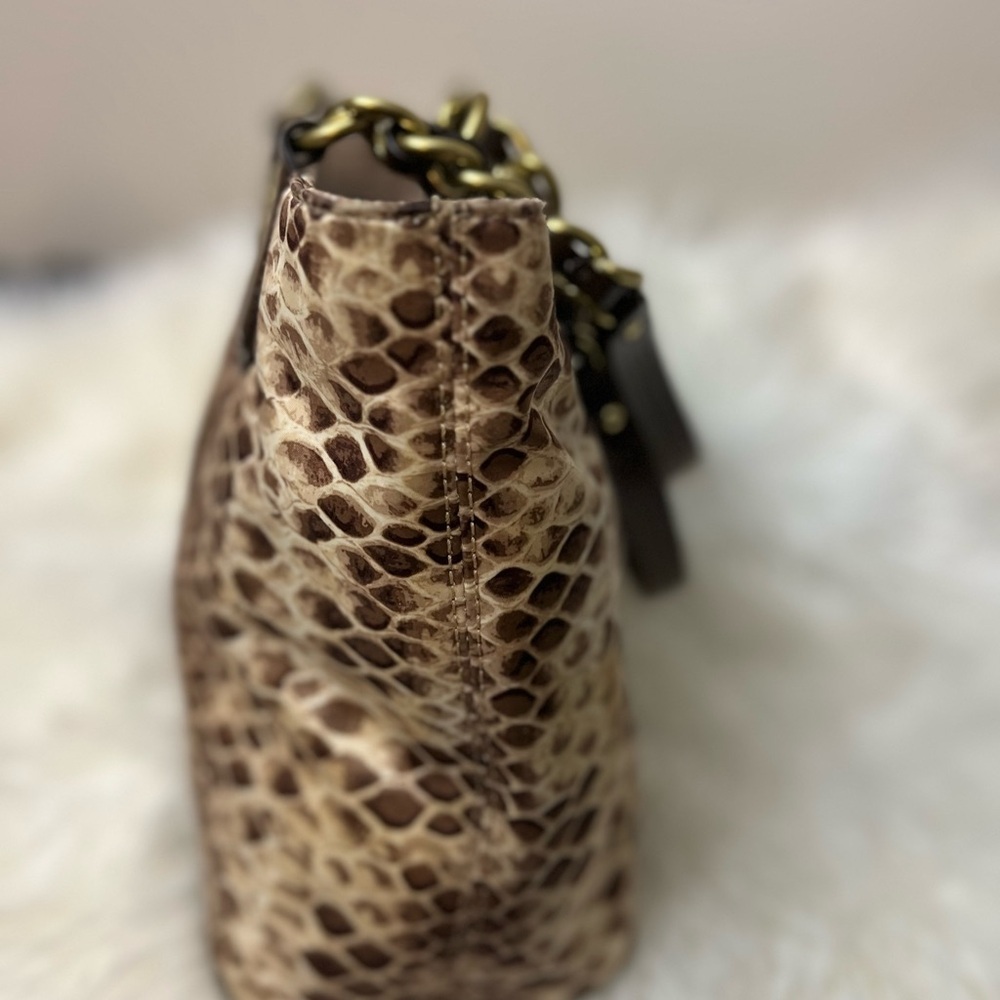 Coach Nylon Beige Python Print Tote/Shoulder Bag - Picture 3 of 10